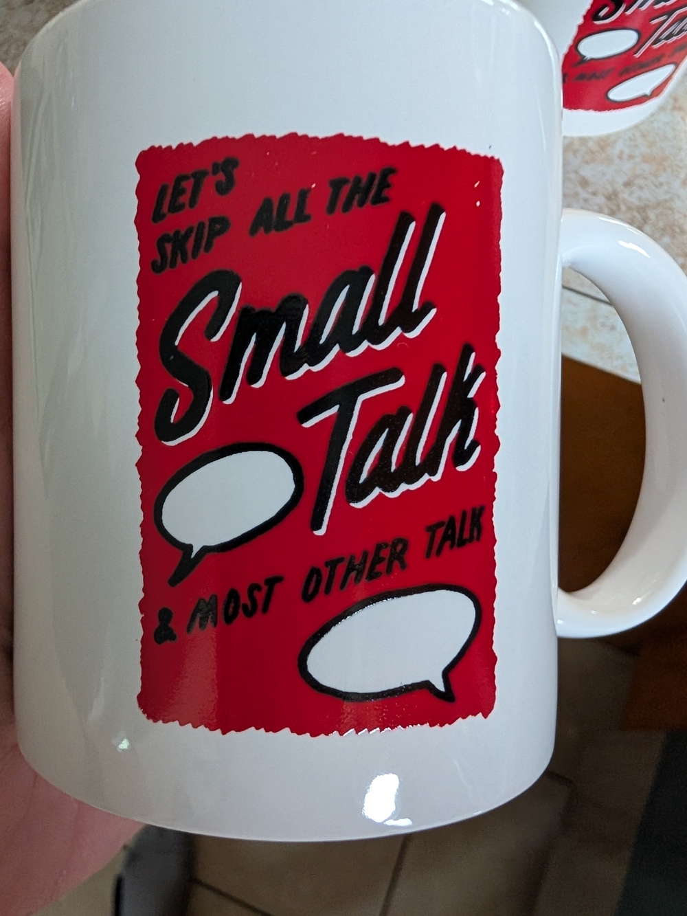 Skip The Small Talk White Ceramic Statement Mug Set Of 2